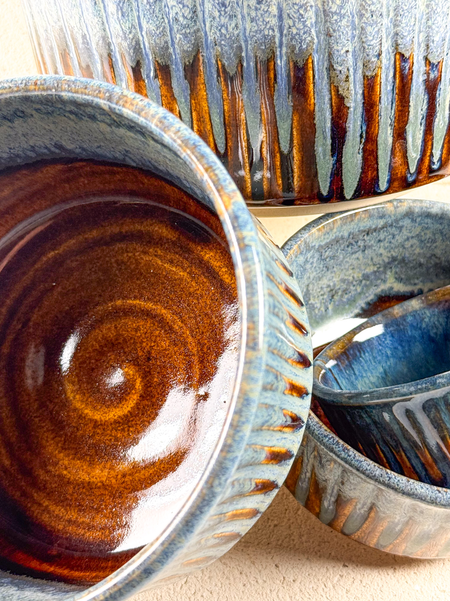 Twilight Amber Carved Bowl – Set of 3