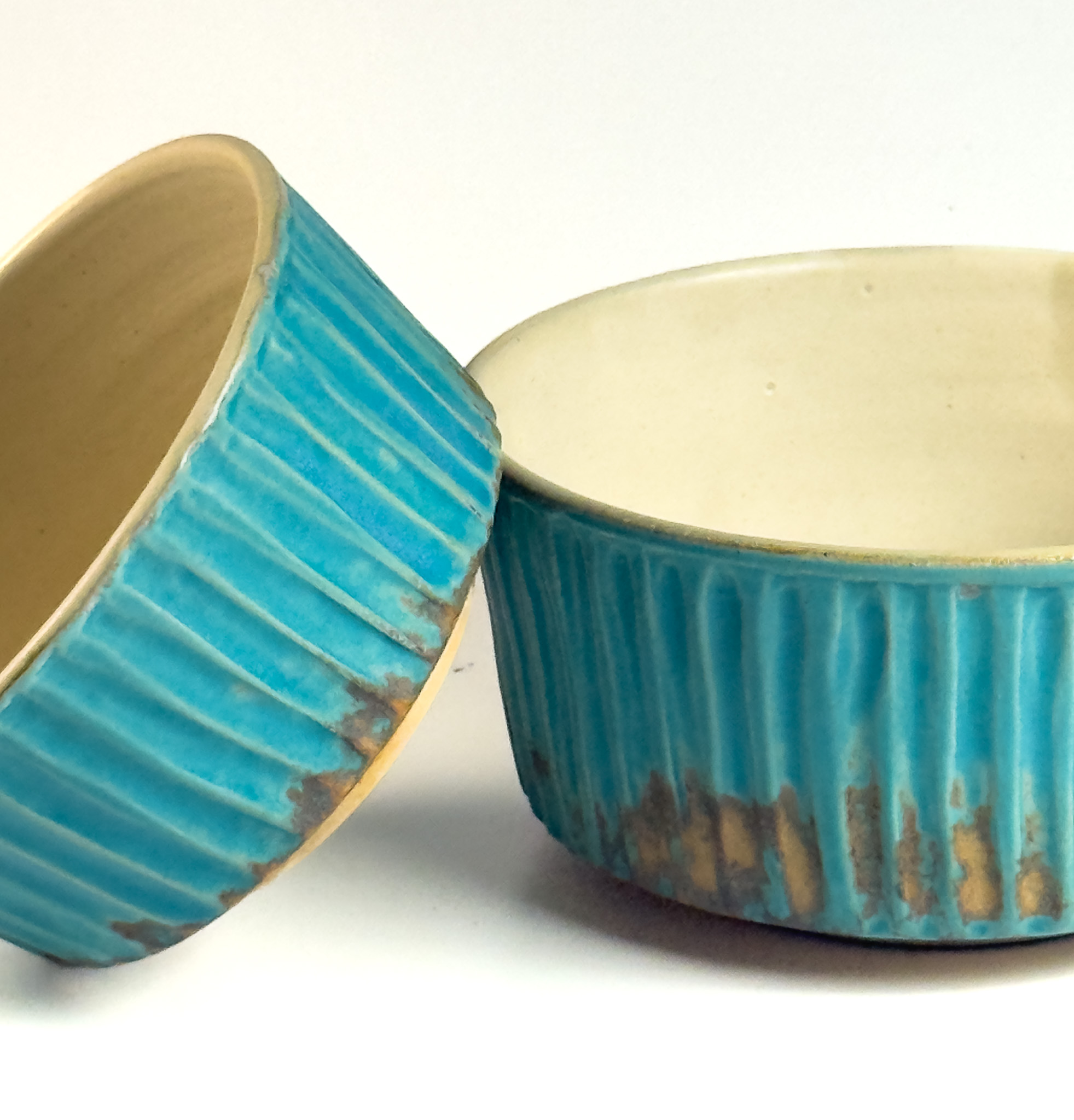 Rustic Turqoise Carved Bowl – Set of 3 thumbnail