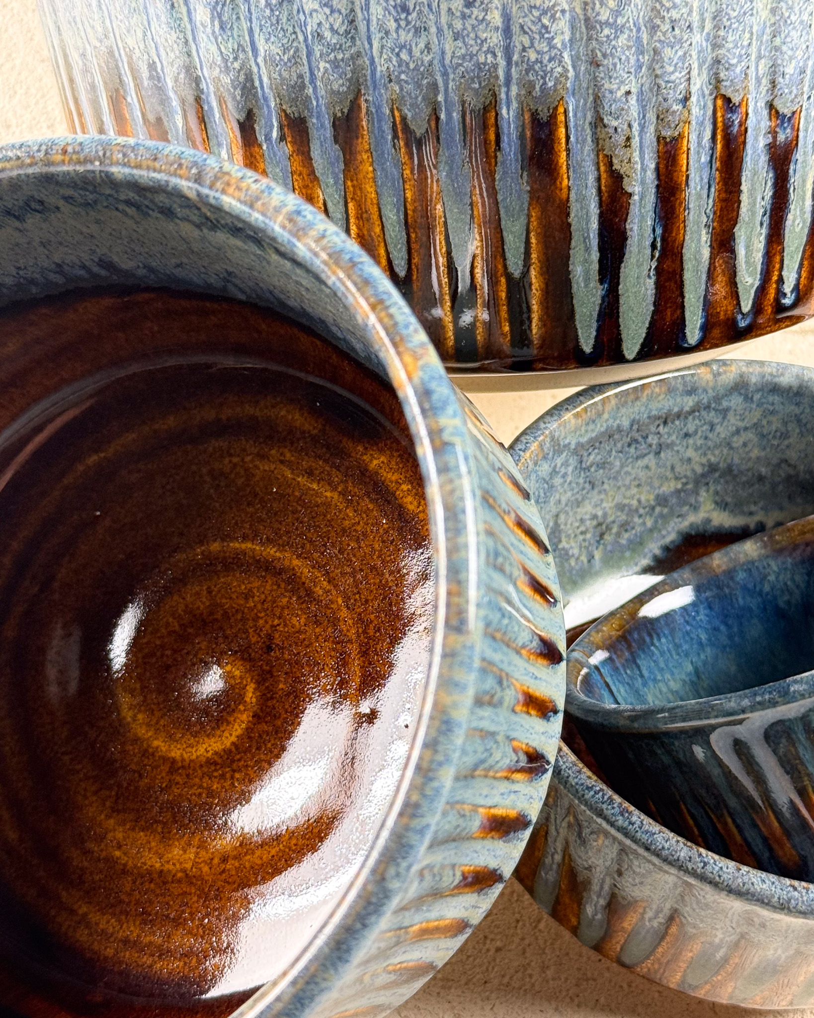 Twilight Amber Carved Bowl – Set of 3
