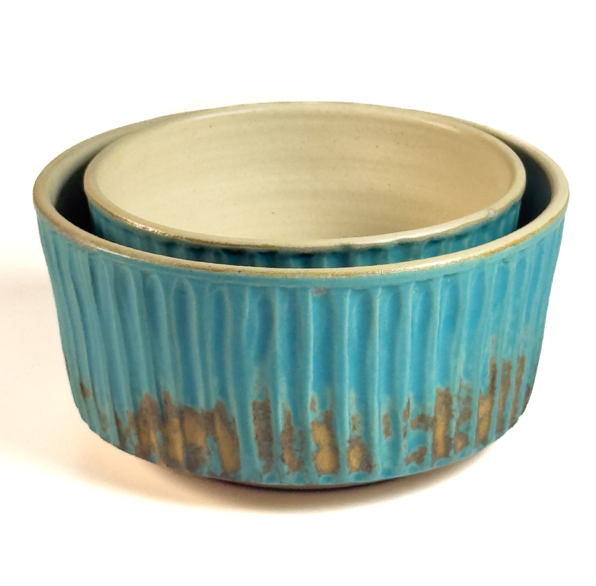 Rustic Turqoise Carved Bowl – Set of 3 thumbnail