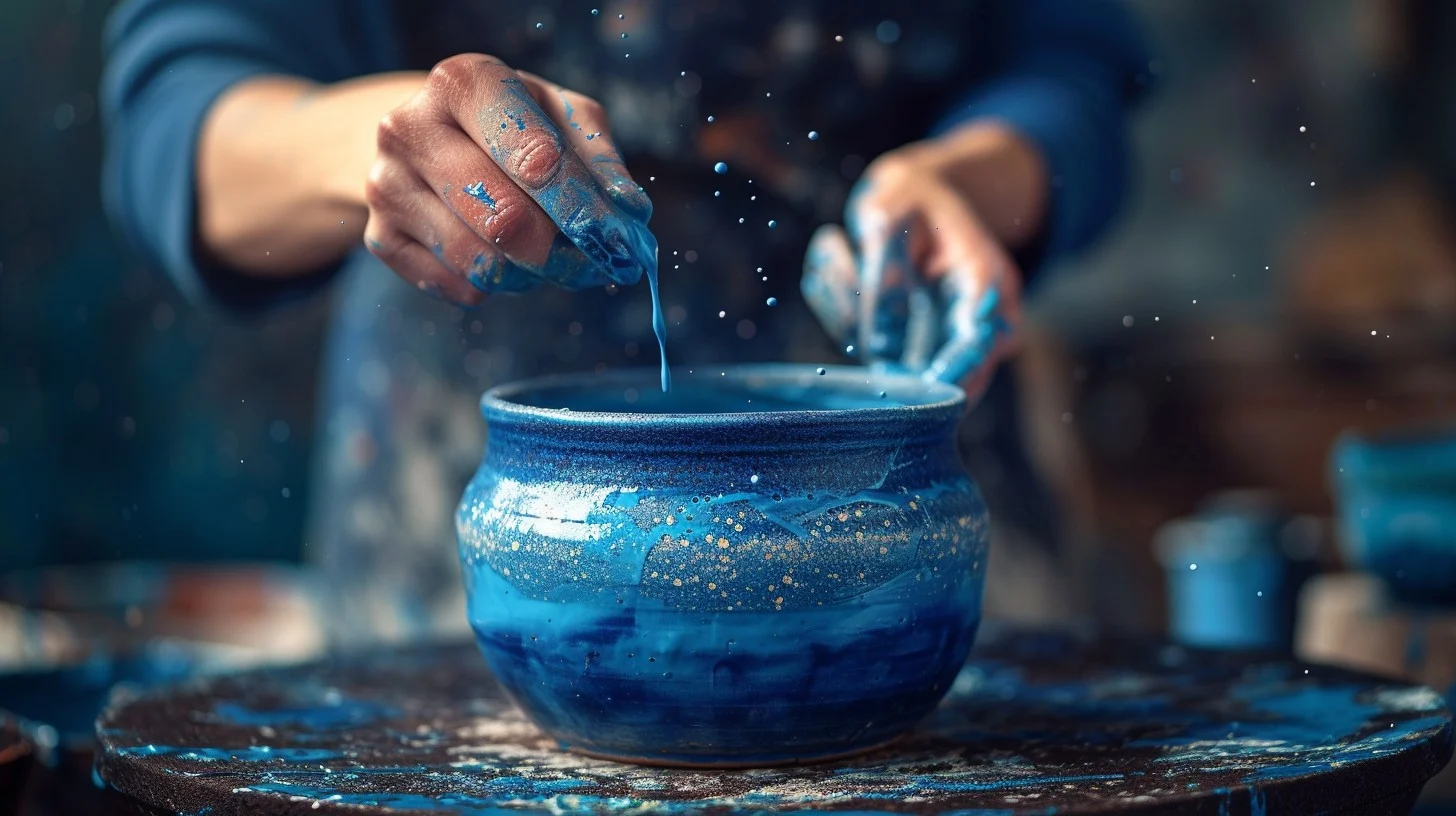 Applying glaze to a ceramic vessel